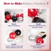 Red White and Black Balloon Garland Arch Kit, Red and Black Party Decorations with white Silver Balloons Confetti Latex Balloons for Graduation Decorations Prom Anniversary Birthday Party Decorations