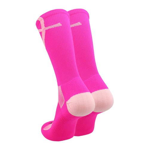 TCK Pink Ribbon Awareness Crew Socks (Hot Pink/Pink, Medium)