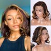 Civrie Ombre Short Wavy Bob WIgs for Women Natural Side Part Synthetic Heat Resistant Fiber Hair… (Highlight)
