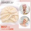 3 Pieces Silk Hair Wrap for Sleeping Women Bonnet Silk Sleeping Bonnet Elastic Hair Care Sleep Cap for Natural Curly Hair (Champagne, Black, Rose Gold)