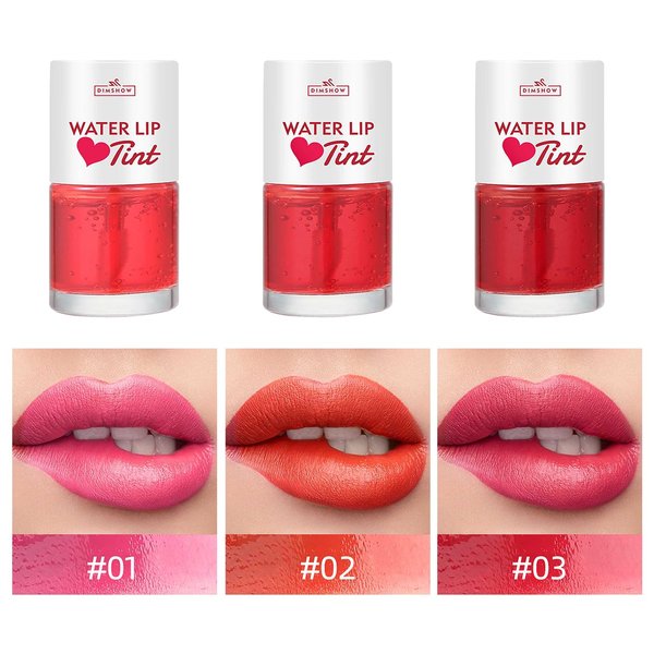 SHEEPFLY 3 Colors Lip Tint Stain, Long-Lasting Waterproof Korean Lip Tint Stain, Multi-Use Lip and Cheek Tint, Lightweight Non-sticky Mini Water Lipstick (pink+watermelon+rose)
