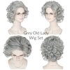 MISS U HAIR Old Lady Wig and Accessories Grandma Granny Costume Wig Short Curly Grey Cosplay Wig Halloween Party Wig
