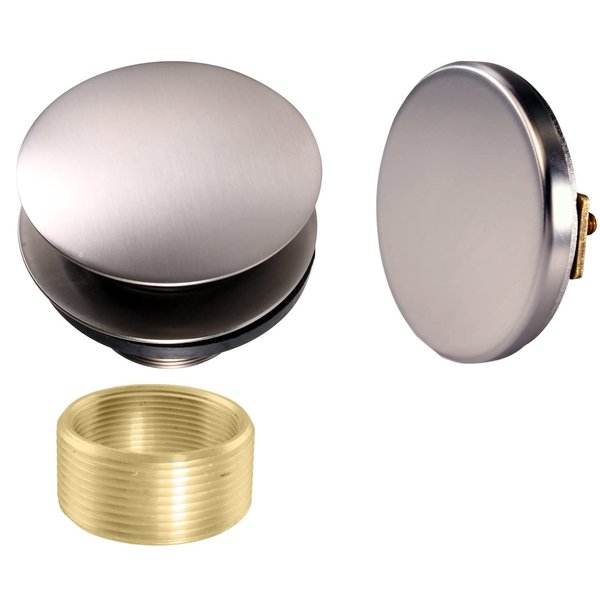 Westbrass D98HRK-20 Universal Fine or Coarse Thread Tip-Toe Bathtub Drain Trim with Illusionary No-Hole Faceplate and Adaptor Bushing, 1-Pack, Stainless Steel