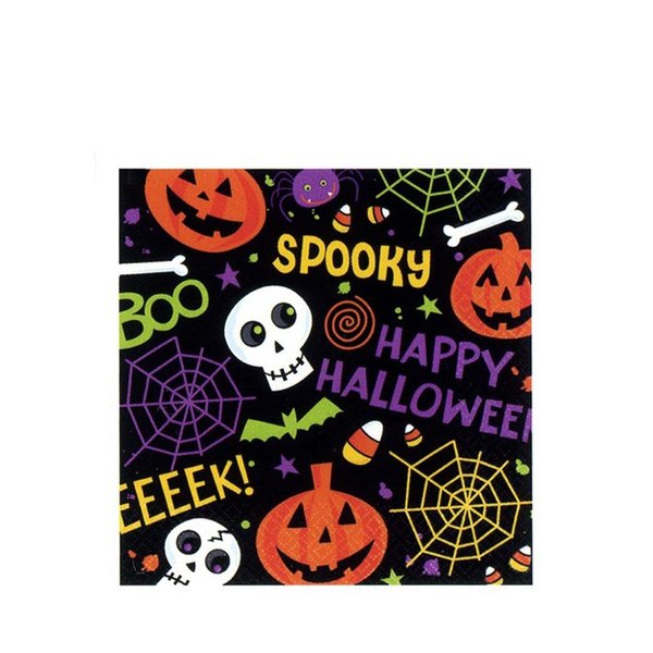 Spooktacular Halloween Gang Disposable Luncheon Paper Napkins, 6"x 6" Pack of 125.