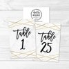 Hadley Designs 1-25 Marble Geometric Table Number Double Sided Signs for Reception, Restaurant, Birthday Party Event, Calligraphy Printed Numbered Card Centerpiece Decor Setting Reusable Stand (4x6)