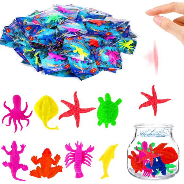 144 Pack Water Growing Sea Creatures Animals, Pool Party Favors Under the Sea Water Growing Expandable Animals for Party Supplies Goodie Bags Fillers, Random Sea Creatures