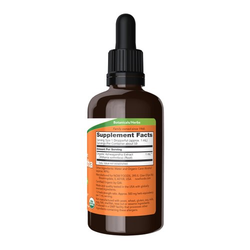 NOW Foods Supplements, Ashwagandha Liquid Extract, Organic, Immune System Support, 2 fluid ounces