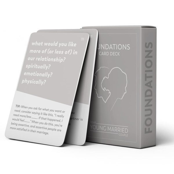 DEAR YOUNG MARRIED COUPLE Foundations Card Deck Conversation Starters - 52 Questions and Tips to Become Connected - Cards Game - Wedding Gift - Road Trip - Get to Know Each Other