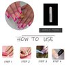 MISUD Press on Nails Long Square Fake Nails Glossy Glue on Nails Hot Pink French Tip Acrylic Nails Squoval Artificial Nails Summer Flower Stick on False Nails with Design 24 pcs