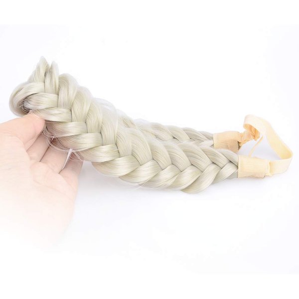 BOBIYA Messy Wide 2 Strands Synthetic Hair Braided Headband Classic Hair Braid Headband Elastic Stretch Braid Headbands for Women (Light Ash Blonde)