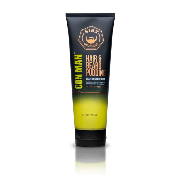 GIBS Con Man Hair and Beard Pudding, Leave In Conditioner, Curl Definer, Moisturizing, 8 oz tube