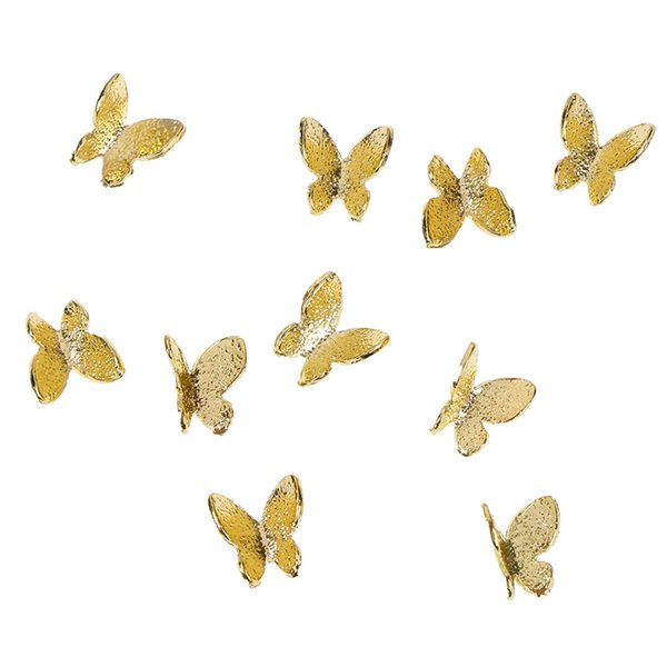 100Pcs Gold Butterfly Nail Charms, 3D Butterfly Nail Art Decorations, Mini Butterfly Nail Charming Stickers, Metal Glitter Butterfly Shape Nail Accessories for Nail Art Designs DIY Crafting