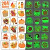Partywind 204 Styles Thanksgiving Decorations Temporary Tattoos for Kids, Fall Autumn Tattoo Stickers with Turkey Pumpkins for Thanksgiving Party Supplies, Goodie Bag Stuffers Crafts for Kids