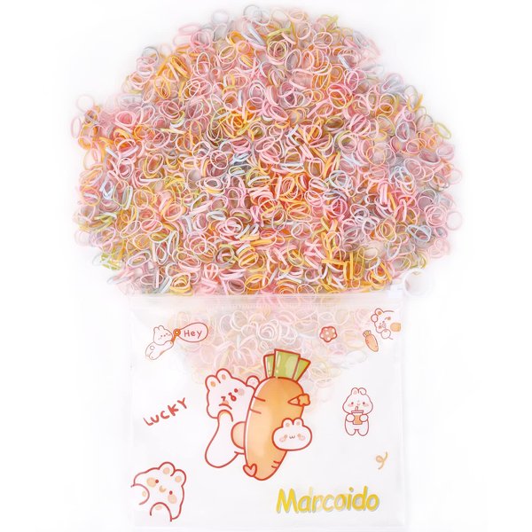 Marcoido Small Hair Rubber Bands,1500pcs Tiny Hair Elastics Ponytail Holders Braids Locs For Baby Toddlers Kids Women Men Small Hair Elastics With An Zipper Bag.(Macaron small B-B)