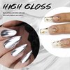U-Shinein 2x12ml Metallic Mirror Painting Gel Nail Polish, Ultra Mirror Silver & Gold Metal Painted Drawing Gel with Build in Thin Brush, Chrome Gel Polish Nail Art Gel Liner Soak Off DIY Nail Art