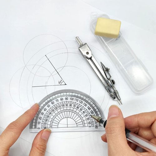 BlingKingdom Drawing Compass Set with Lead Refills and Eraser Maths Protractor Set Metal Math Geometry Kit Stainless Steel Scribing Tool for Architects Engineers Secondary School Students Teacher