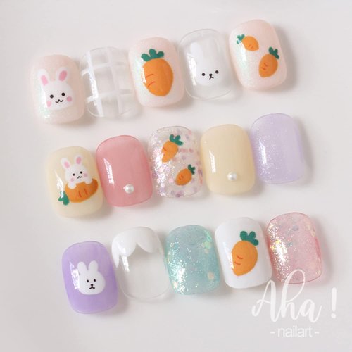 Carrot Bunny Nail Art Stickers Decals Rabbit Nail Art Sticker 3D Self Adhesive DIY Design Fashion Trend Glamour Decoration Accessories for Ladies Girls Kids (2 Sheets)