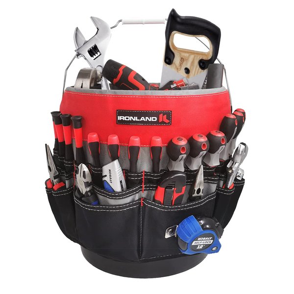 IRONLAND Bucket Tool Organizer Fit 3.5-5 Gallon Bucket, 51 Pockets, Bucket Tool Caddy Organization for Garden, Construction, Carpenter, Electrician, Builder