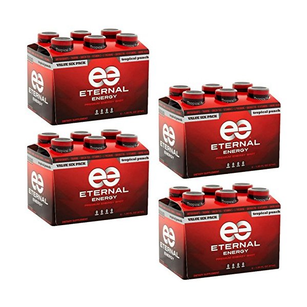 Eternal Energy Premium Energy Shot (Tropical Punch, 6 count, Pack of 4)