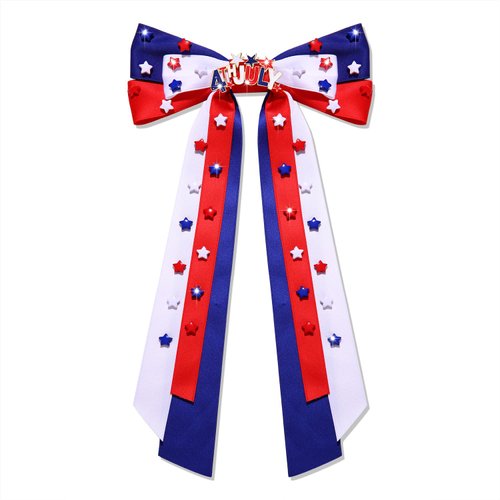 Boderier 4th of July Hair Bows for Women Red White Blue Hair Bow Clips Jeweled Star Patriotic Ribbon Hair Clips Independence Day Hair Accessories Fourth of July Party Favors