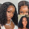 ISEE Hair Lace Front Wigs Human Hair Short Bob Wigs For Black Women Brazilian Kinky Curly Wavy 4x4 Lace Closure Wigs Pre Plucked with Baby Hair 150% Density (14inch)