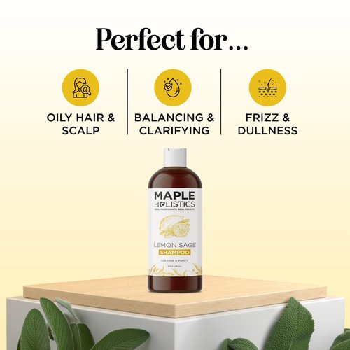 Sulfate Free Shampoo for Oily Hair - Lemon Sage Clarifying Shampoo for Build Up and Oily Scalp Care with Rosemary Essential Oil - Deep Cleansing Rosemary Shampoo for Greasy Hair and Product Build Up