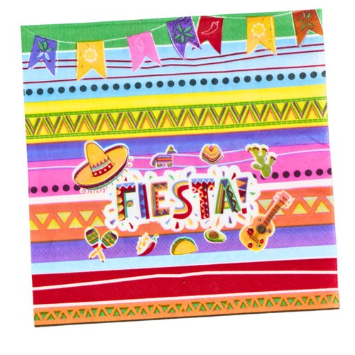 50 Pack Fiesta Napkins for Cinco De Mayo Party Supplies Mexican Fiesta Disposable Lunch Paper Napkins Kids Birthday Taco Tuesday Table Mexican Party Decorations by 4E's Novelty
