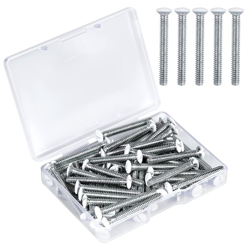 AIEX Long 6-32 Thread White Wall Plate Screws Outlet Cover Screws Switch Cover Screws Replacement (35Pcs, 1.2Inch, White)