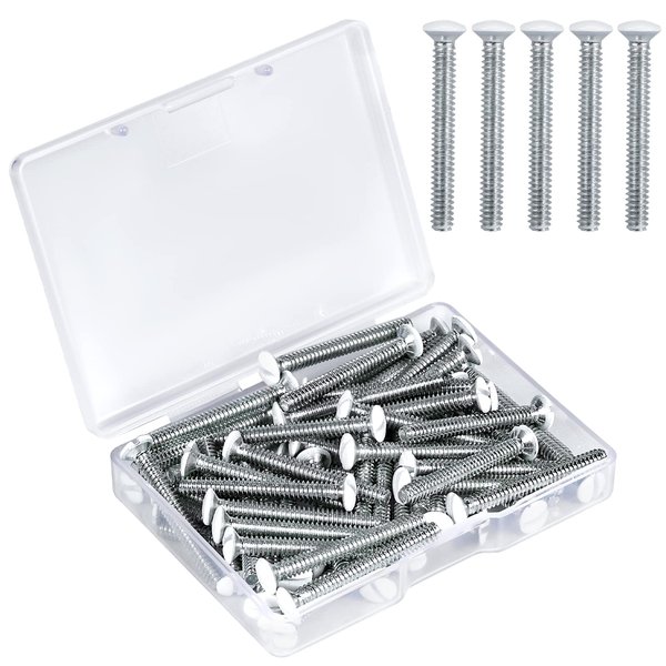 AIEX Long 6-32 Thread White Wall Plate Screws Outlet Cover Screws Switch Cover Screws Replacement (35Pcs, 1.2Inch, White)