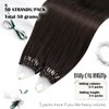 Moresoo Brown Microbead Hair Extensions Human Hair Micro Beads Hair Extesnions Human Hair Darkest Brown Hair Extensions Micro Link Human Hair Extensions For Black Women 50G/50S 20In