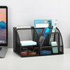 MaxGear Mesh Desk Organizer, Desktop Organizer with Drawer, Office Supplies Multi-Functional Caddy, Metal Stationary Black Desk Caddy, 6 Compartments, 8.7 x 5.5 x 5 inch, 1 Pack