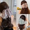 Flower Hair Scarf Scrunchies Chiffon Short Hair Ribbon Scarf Scrunchies Ties