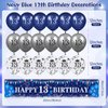 Blue 13th Birthday Decorations for Boys Girls, Navy Blue Silver Happy 13th Birthday Banner and 13th Birthday Balloons for 13th Birthday Anniversary Party Supplies, Thirteen Year Old Party Decorations