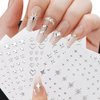 Liquid Metallic Mirror Silver Nail Stickers for Women 3D Star Nail Stickers Hollow Out Heart Nail Decals for Nail Art Supplies Self-adhesive Nail Art Stickers Y2k Nail Accessories Stickers for Nails