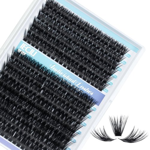 IECILI Lash Clusters Individual Lashes - 280pcs 80D Cluster lashes for DIY Lash Extensions -Super Thin & Soft Eyelashes 10-16mm C Curl Cluster Eyelash Extensions for Natural Wispy Look