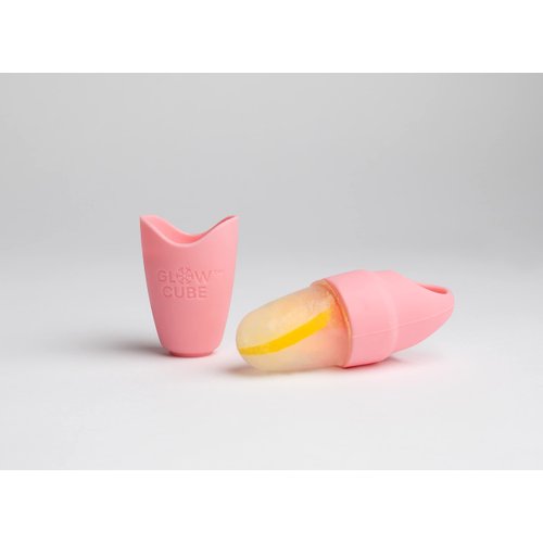 Glow Cube Ice Roller For Face Eyes and Neck To Brighten Skin & Enhance Your Natural Glow/Reusable Facial Treatment to Tighten & Tone Skin & De-Puff The Eye Area (Pink Mini)