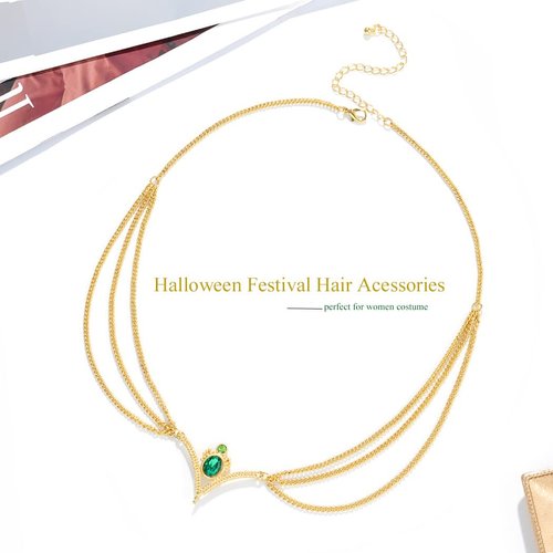 Aukmla Boho Head Chain Jewelry Gold Layered Headpiece Hair Chains Festival Halloween Prom Costume Headband Hair Accessories for Women and Girls