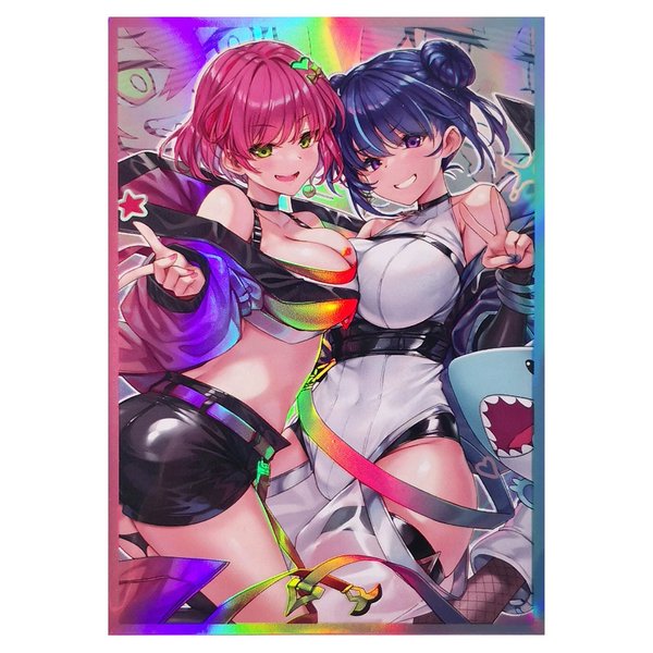 50ct Holographic Flashing (Different Painted Twins) Top Loading Trading Card Sleeves Deck Protector for YuGiOh/Japanese Sized Cards 63x90mm (A16)