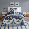 MISC 3 Piece Blue Monster Truck Comforter Twin Set Monster Jam Bedding Pick Up Vehicle Mountain Hill Pylon Themed Pattern Green, Microfiber