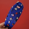 Gmmidea 4th of July Headband for Women Girls American Flag Jeweled Knotted Headband Rhinestone Star Flag Patriotic Headband Wide Top Cute Independence Day Hair Band A-Blue