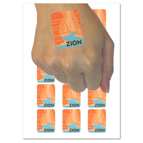 Destination Zion National Park Temporary Tattoo Water Resistant Fake Body Art Set Collection - 15 2" Tattoos (1 Sheet)