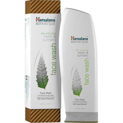 Himalaya Botanique Balancing Neem & Turmeric Face Wash, Deep Cleaning Pore Cleanser for Oily and Acne Prone Skin, 5.07 oz, 2 Pack