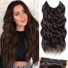 SilkStrands Invisible Wire Hair Extensions with Adjustable 4 Secure Clips 24 Inch Secret Halo Hair Extensions on Soft Transparent Lace Dark Brown Hair Extensions Long Wavy Hair Extensions for Women