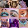 BADCOLOR Purple Face Body Glitter Gel, Holographic Shimmer Chunky Glitters Makeup for Hair Nails Eye Lips, Music Festival Concert Rave Accessories Party, Long Lasting Sparkling Mermaid Sequins Gel Kit