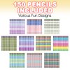 ArtCreativity 150 PC Pencil Assortment for Kids, Fun Assorted Number 2 Pencils, Bulk Wooden Writing Pencils with Erasers, Teacher Supplies for Classroom, Student Reward, Stationery Party Favors