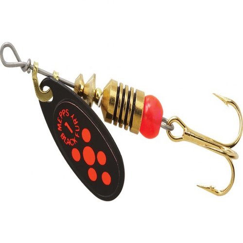 Mepp's Black Fury Plain Treble Fishing Lure, 1/8-Ounce, Fluorescent Red Dot (BF1 FL)