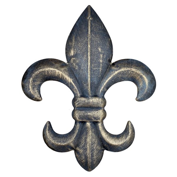 8" Metal Fleur De Lis Wall Plaque/Art with hanger - Rustic Creole Tuscan Decor (Weathered Bronze)