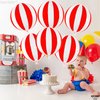 KatchOn, Red and White Carnival Balloons - Pack of 6, Circus Decorations | Red and White Striped Balloons for Carnival Theme Party Decorations | Circus Theme Party Decorations | Carnival Decorations