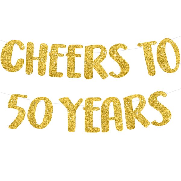 BEISHIDA Gold Glitter Cheers to 50 Years Banner,No DIY,50th Birthday banner,Pre-Strung 50th birthday, anniversary or retirement party decoration, happy 50th birthday Party Supplies for men or women