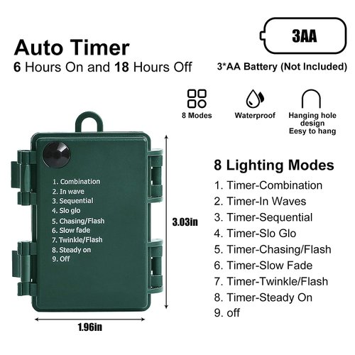 ASENEK Battery Operated String Lights - 18ft 50 LED C3 String Lights Christmas Lights Battery Powered String Lights for Indoor Outdoor Christmas Tree Wreath Party Decoration, Waterproof, Warm White